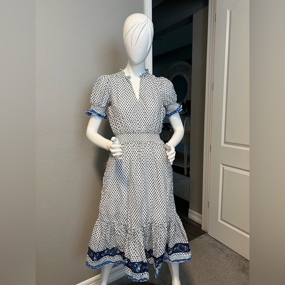 J Crew Smocked ruffle dress in cotton voile size XS
